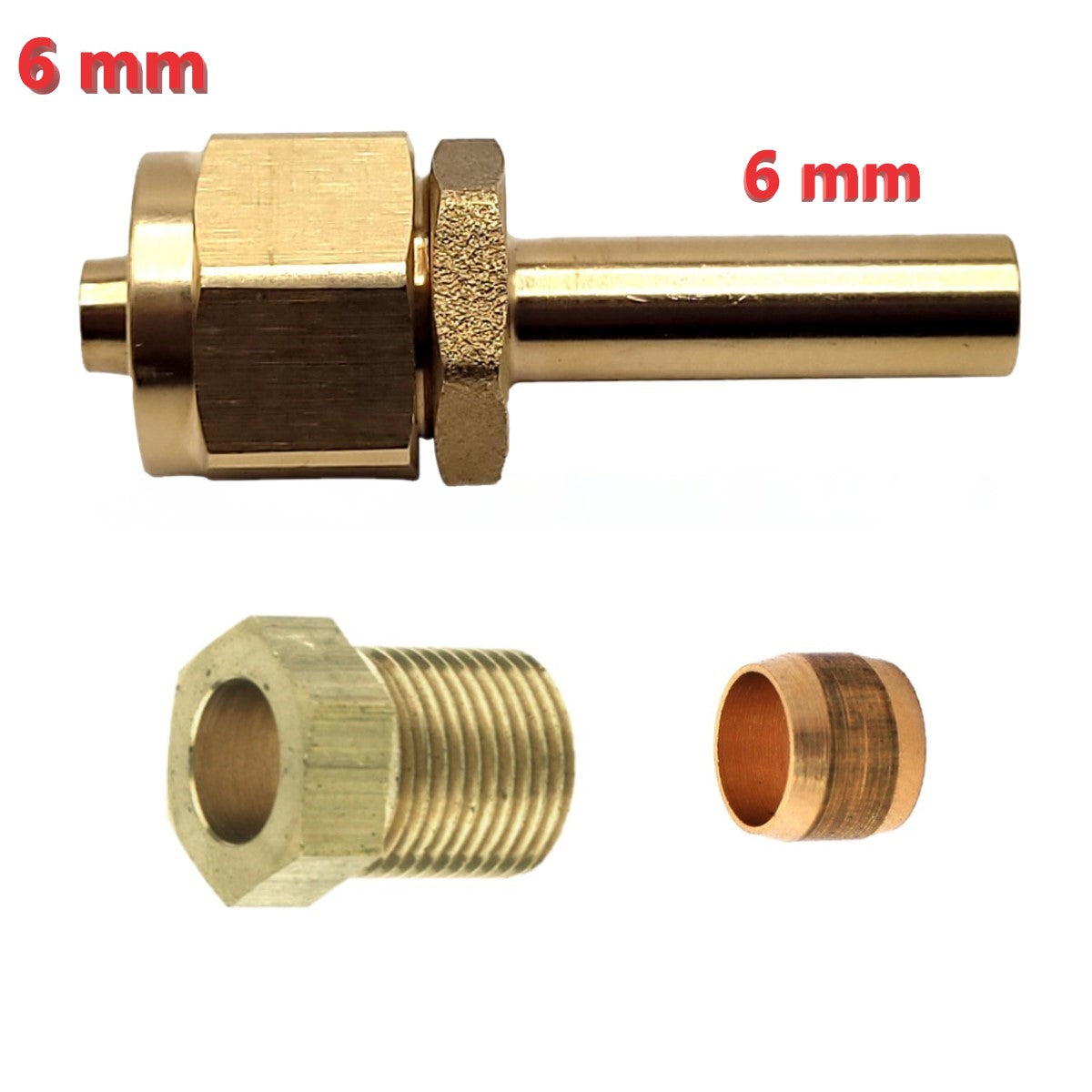 LPG Autogas 6mm Flexible Pipe Fitting FARO Type Connector to 6mm brass