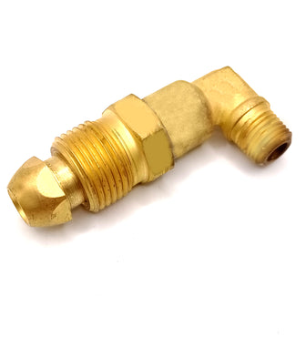 UK Propane Gas Bottle POL 5/8" L/H Adapter To 1/4" R/H Thread End with Excess Flow elbow angled