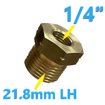 MALE W21.8 LH to 1/4" BSPT RH Female Brass Fitting