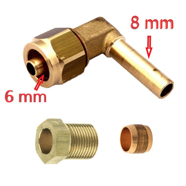 LPG Autogas 6mm 90 angled Flexible Pipe Fitting FARO Type Connector to 8mm brass