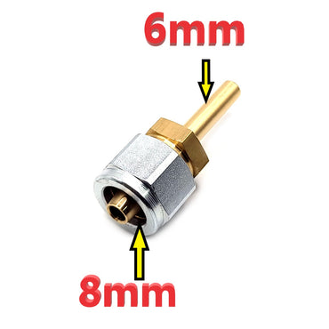 8mm Thermo Plastic Faro Pipe Fitting to 6mm Straight Brass End