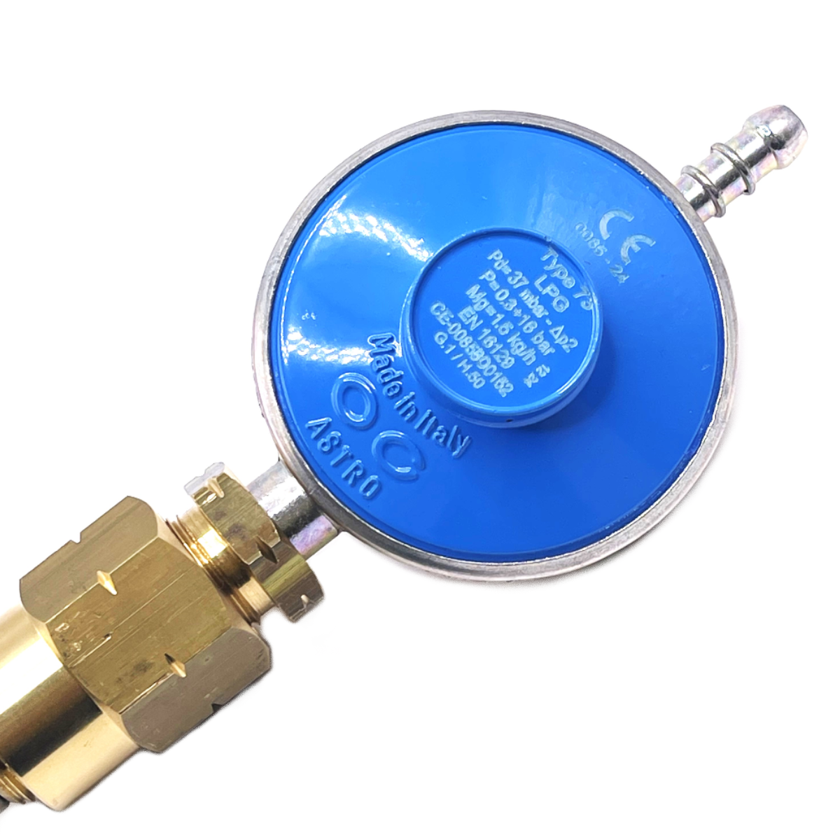 20mm Clip On Gas Cylinder Adapter Set with 37Mbar Gas Regulator and Nut Fitting