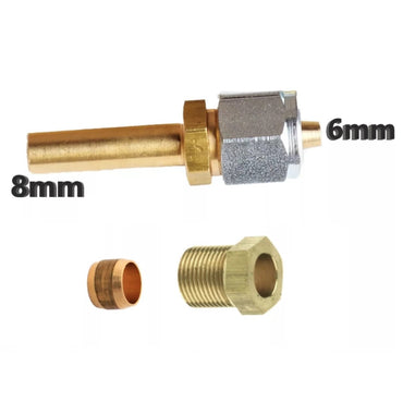 6mm Thermo Plastic Faro Pipe Fitting to 8mm Straight Brass End