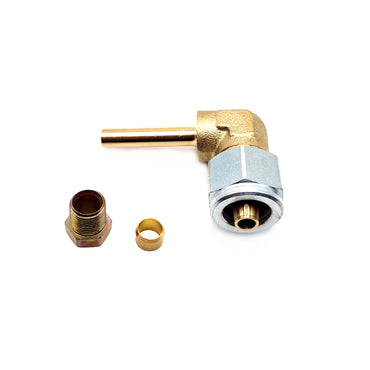 8mm Thermo Plastic Faro Pipe Fitting to 6mm 90 Degree Brass End