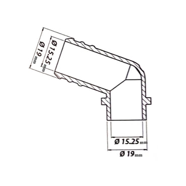 Elbow for Reducer Ø19 with O-ring