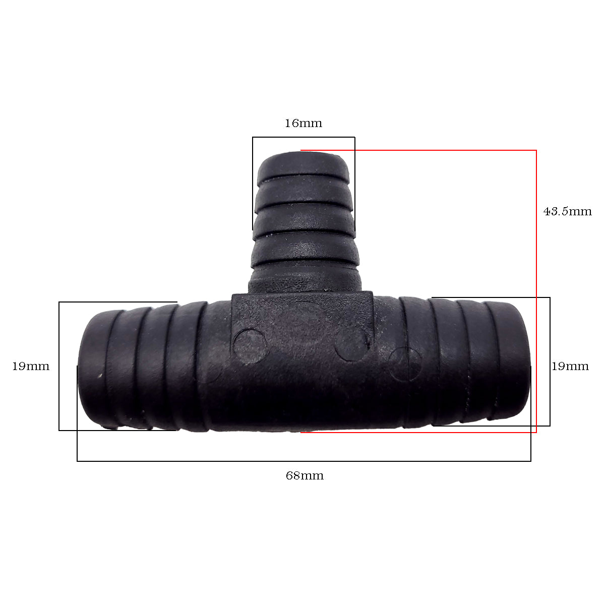 Barbed Tee Connector Barbed Hose Fitting Adapter  19x19x16mm